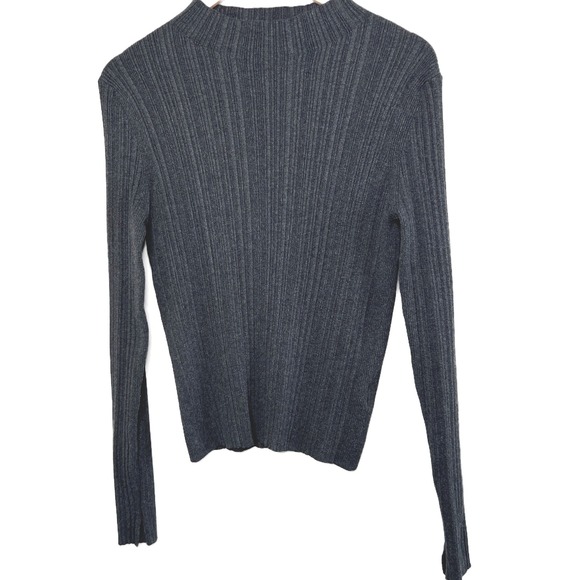 ALLSAINTS Ribbed Mock Neck Long Sleeve Sweater Dark Gray Size Large - Picture 3 of 8